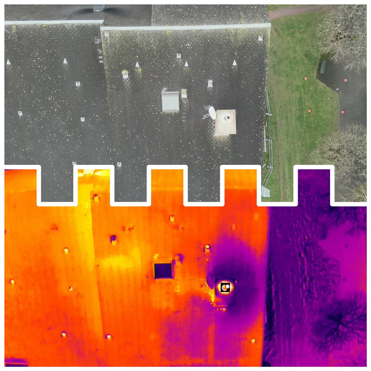 Thermographie par drone - Comparaison vue standard et infrarouge